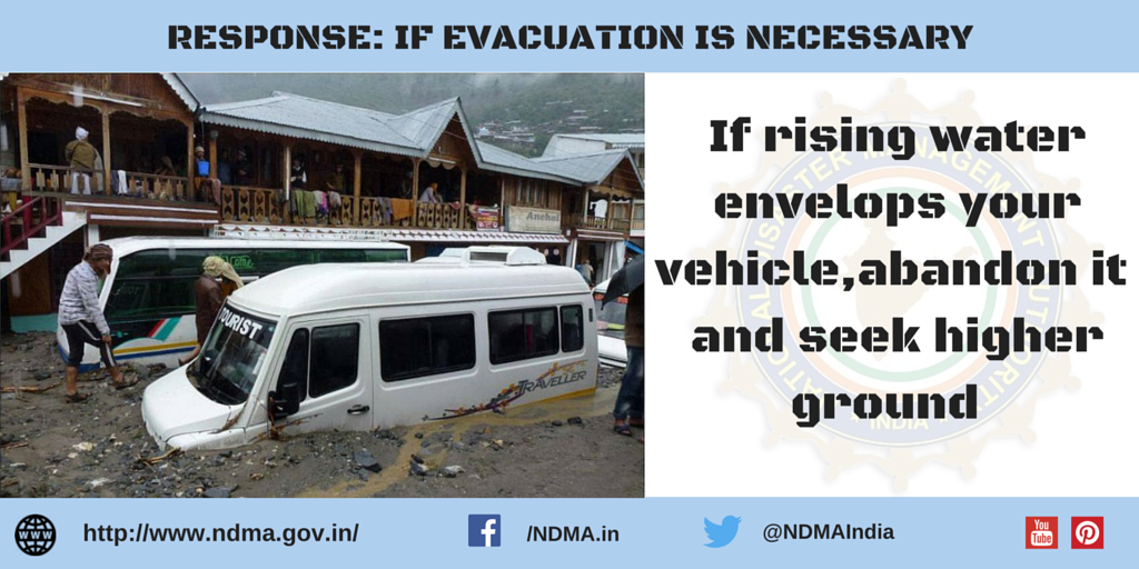 If evacuation is necessary - if rising water envelops your vehicle, abandon it and seek higher ground 